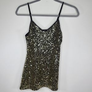 Express XS black and gold sequin cami